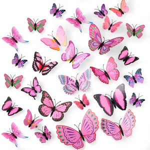 24 Pieces Blue Butterfly Hair Clips Small Realistic Colorful Handmade 90s Blue Butterfly Hair Clips Barrette Accessories for Women(Pink)