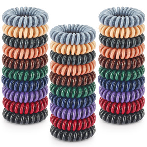 TailaiMei 30 Pcs Hair Spiral, TailaiMei No Crease Coil Hair Ties, Phone Cord Hair Ties for Thick Hair - Women Ponytail Holder Elastics(10 Color)