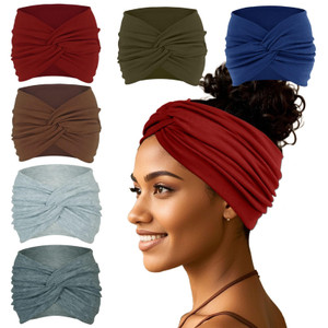 YONUF Wide Headbands For Women Extra Large Headband Twisted Knot Head Bands For Women's Hair Band Scarf Turban Accessories 6 Pack