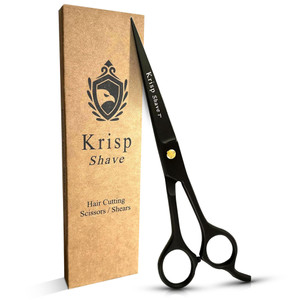 Professional Hair Cutting Scissors - Krisp Shave Japanese Stainless Steel Salon Barber Scissor (7 Inch) - Shears for Men's Beard Mustache Women Kids