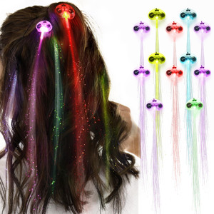 Novelty Place 12Pcs LED Hair Light Up Fiber Optic, LED Hair Extension with Clip, Bar Dancing Hairpin Flashing Braid Glow in the Dark Party Accessorie