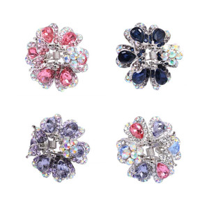 Ruihfas 4Pcs Fantastic Women Girls Crystal Bangs Clips Bridal Wedding Mini Hair Claw Clip Hair Pin 1.18×0.98 inch