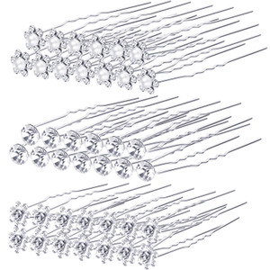 EBOOT 40 Pack Bridal Wedding Hair Pins Rhinestone Hair Clips Accessories for Women and Girls (Style B)