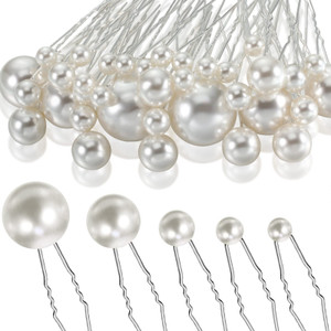 40 Packs Pearl Hair Pins Bridal Wedding White Pearl Hair Accessories Bobby Clips for Brides and Bridesmaids(Mix Size)