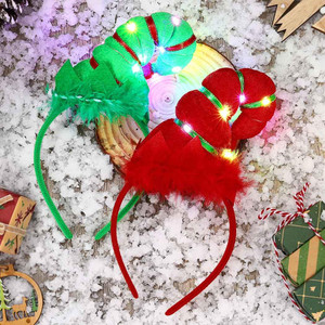 DRESBE LED Christmas Elves Headbands Light Up Elf Hat Headband Cute Festival Party Hair Accessories for Women(Pack of 2)