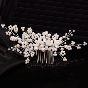 Teyglen Floral Pearl Crystal and Rhinestone Bridal Hair Comb for Brides and Women