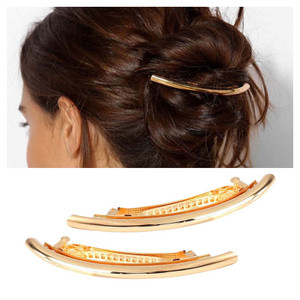 Andelaisi Boho Bar Hair Barrettes Vintage Hair Clip Barrettes Geometric Hairclip Hair Barrettes Metal Tube Bar Head Clips French Headwear Decorative