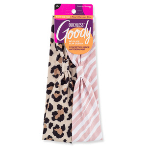 Goody Low-Profile Head Wraps, 2 Ct, Cheetah & Stripe, Damage-Free Hold, All-Day Comfort, Soft & Stretchy Head Wraps for Women & Men, Secure Grip Band