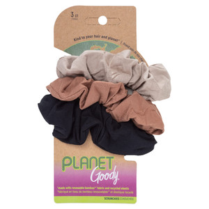 Goody Planet Ouchless Womens Hair Scrunchie, 3 Count, Assorted Neutral Colors, Suitable for All Hair Types, Pain-Free Accessories for Women, Create L