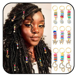 Formery Butterfly Braid Jewelry Gold Rhinestones Hair Charms Heart African Loc Accessories for Black Women (9PCS)