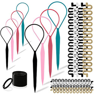TsMADDTs Hair Braiding Tools, Hair Styling Kit with Topsy Tail Tools and French Braiders for Ponytail
