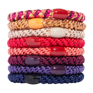 L. Erickson Colorful Hair Ties for Thick Hair, Grab & Go Ponytail Holders, 8 Pack, Morocco Jewel Tone, Thick No-Crease Bands with Strong Hold, Damage