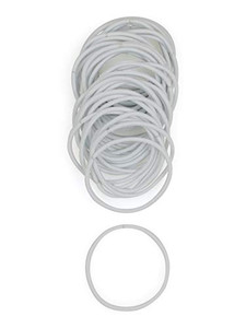 Heliums Thin Hair Elastics - White - 2mm Ties for Thin Hair, 1.75 Inch, Medium Hold No Damage Ponytail Holders - 40 Count