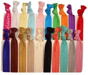Kenz Laurenz Hair Ties Ponytail Holders - 20 Pack "Solid Assortment" No Crease Ouchless Elastic Styling Accessories Pony Tail Holder Ribbon Bands