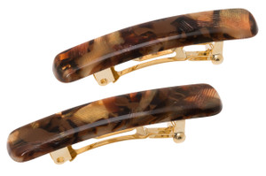 France Luxe Mini Rectangle Barrette Pair, Classic, Handmade French Barrettes for Women, Matching Set of 2 Hair Clips for Everyday Wear, Womens Hair