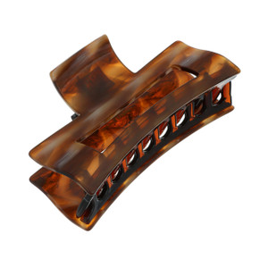 France Luxe Large Cutout Rectangle Claw Clip - Caramel Horn