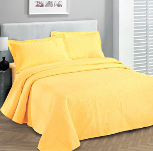 Fancy Collection Luxury Bedspread Coverlet Embossed Bed Cover Solid Yellow New Over Size 100"x106" Full/Queen