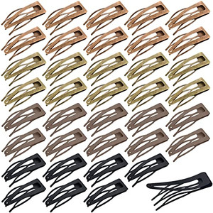 40 Pieces Snap Hair Clips Grip Hair Metal Barrettes for Women Snap Double Clip Pins Accessories for Women Making Salon(Black, Dark Brown, Red, Green)
