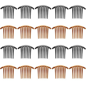 20 Pieces 7 Tooth French Style Twist Comb Plastic Hair Side Combs Hair Accessory for Women (Black and Brown)