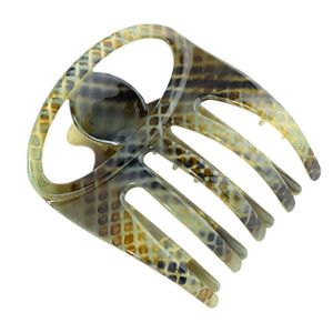 Parcelona French Curvy Oval Paw Medium 3 Cellulose Acetate Side Slide In Jaw Hair Claw Clips for Women and Girls (Olive Green)