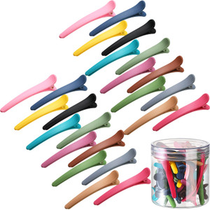 Geosar 24 Pcs Hair Sectioning Clips, Duck Billed Accessories for Styling, Plastic Hair Clips with Container, 2.95 Inch, Colorful, for Women(Colorful)