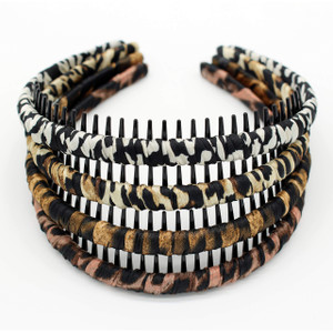 JOBAND Leopard Print hairbands,hair Headbands for women,Fashion Hair Accessories,Non-slip Resin comb teeth hair hoop ((Pack of 4))