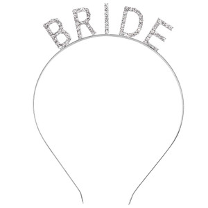 KICOSY Bride Headband for Wedding, Bridal Shower, Bachelorette Party, Bridal Tiara, Rhinestone & Silver, Women's Headpiece Hair Accessories, One Size