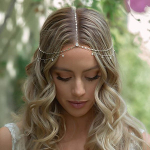 STONEFANS Rhinestone Head Chain Silver Bride Headpiece Wedding Headbands Chain Layered Festival Prom Hair Accessories for Women And Girls (silver)