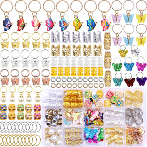 NAISKA 185Pcs Gold Butterfly Hair Jewelry for Braids Various Butterflies Hair Charms Locs Dreadlock Accessories Hair Decoration Metal Hair Cuffs Hair