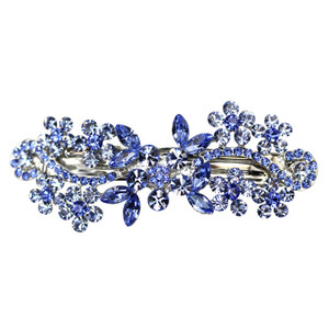 Faship Gorgeous Blue Crystal Flower Hair Barrette Clip