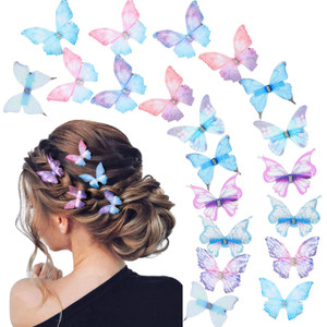Paderison 20Pcs Moving Glitter Hair Clips, Fairy Hair Accessories for Women and Teens, Colorful 90s Clips (Blue)