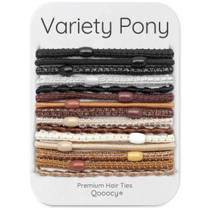 Qooocy Variety Pack Hair Tie Bracelets for Women - 15 Elastic Ponytail Bands for Thick and Thin Hair, Prevents Breakage