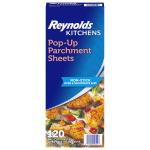 Reynolds Kitchens Pop-Up Parchment Paper Sheets, 10.7x13.75 Inch, 120 Sheets