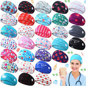 Tigeen 30 Pcs Nursing Headbands for Women Cna Accessories Non Slip Nurses Hair Bands with Buttons Doctor Sweatband Mask for Nurses Christmas Gifts El