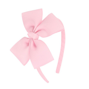 MEEDEE Pink Grosgrain Bow Hairband for Girls, 1 PCs, Party Decoration, Handmade Hair Band Polyester Ribbon, Adjustable Headwear, Ideal for Daily Use