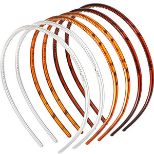 WILLBOND 6 Pieces Plastic Headbands for Women Thin Headband with Teeth Plain Head Bands for Halloween Christmas Women's Hair