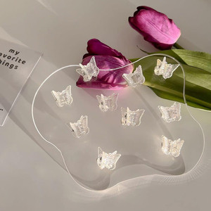10Pcs White Transparent Mini Butterfly Hair Clips - Cute Small Claws, Hairpins and Headdress Accessories