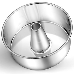 P&P CHEF Angel Food Cake Pan, 10 Inch Cake Pan Round Baking Tube Tin for Baking Pound Cakes, Conical Hollow & One-piece Design, Stainless Steel Core