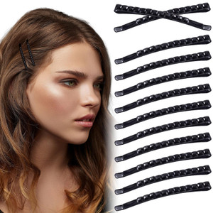 Isslly 12 Pcs Black Rhinestone Bobby Pins, Sparkly Crystal Diamond Hair Pins for Women, Metal Decorative Hair Barrettes, Shiny Hair Accessories for D