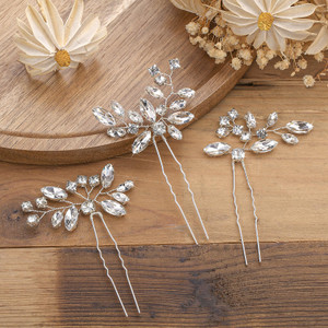 Waydress 6 Pcs Wedding Hair Pin Bridal Hair Clips for Wedding Flower Hair Pins Decorative Women Rhinestone Hair Jewelry Accessories Crystal Floral Ba