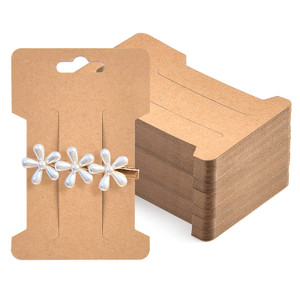 Coopay 150 Pieces Hair Clip Display Cards Hair Bow Holder Rectangle Barrettes Jewelry Accessories Display and Organizing, Kraft Paper Cards, 4-1/4 x