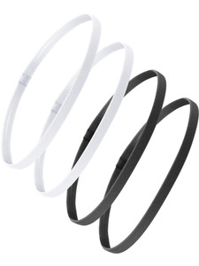 Bememo 4 Pieces Thick Non-Slip Elastic Sport Headbands Hair Headbands for Women and Men (Black, White)