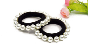 Suoirblss 5 PCS Beauty Hair Accessories with Elegant Imitation Pearls - Hair Ties, Bands, Ponytail Knots, and Bracelet (B#)