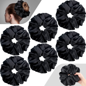 Oversized Satin Hair Scrunchies - 6 Pieces 7.2 Inch Elastic Silk Hair Bands, Large Ponytail Holders for Women and Girls