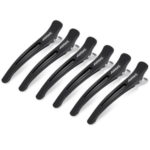 AIMIKE 6pcs Professional Hair Clips for Styling Sectioning, Non Slip No-Trace Duck Billed Hair Clips with Silicone Band, Salon and Home Hair Cutting