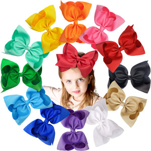 CÉLLOT Hair Bows for Girls, 8inch Oversize Large Boutique Grosgrain Ribbon Hair Bows Alligator Hair Clips, 12 Pack