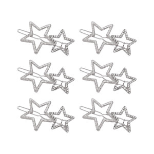 YAFIYGI 6Pcs Star Hair Accessories Silver Hollow Star Hair Clips and Barrettes for Women Shiny Y2K Geometric Hairpins Elegant Hairclips Stylish Star