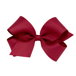 Wee Ones Girls' Classic Grosgrain Hair Bows with Plain Wrap Center, No-Slip Hair Clip, Handmade, Cranberry, Medium