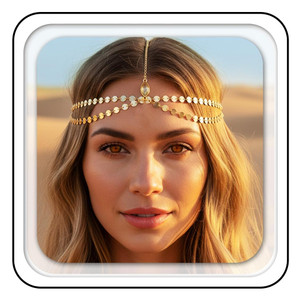 Aukmla Boho Sequins Head Chain Festival Headpiece Hair Chains Fashion Headband Hair Jewelry for Women (Gold)