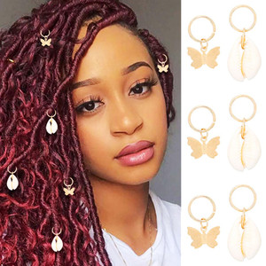 Formery Shells Braid Charms Gold Butterfly Braid Jewelry Seashell African Loc Dreadlock Accessories for Black Women (6PCS)
